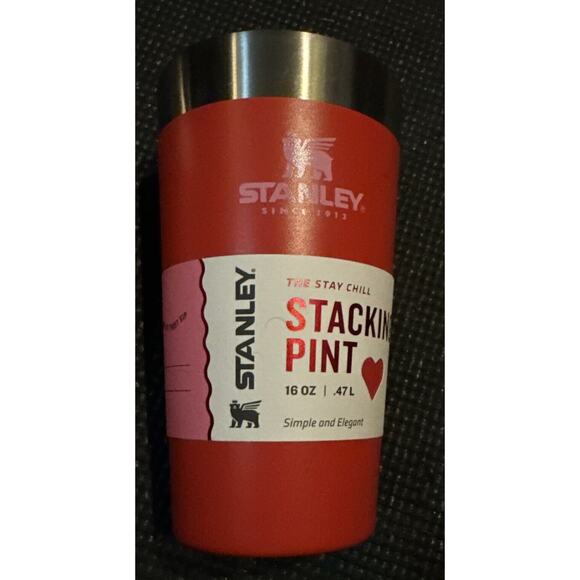 STANLEY Stacking Pint 16 OZ Cups Glasses Tumblers (2) Valentine's Day Red No Lid - Picture 4 of 7